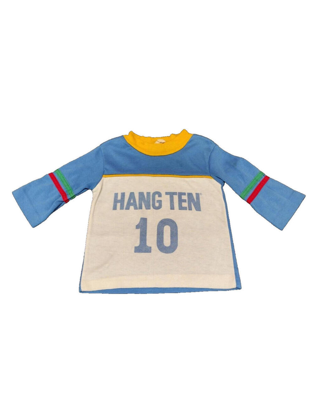 VTG 1970s HANG TEN Tee Toddler 18 Months HANG TEN 10 70s Football Ringer Design